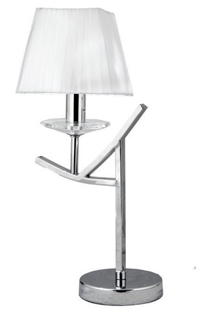 Lampe de table de chevet chrome abat-jour blanc E14 Valencia Candellux 41-84609