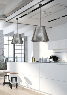 Lampa wisząca z abażurem Platino srebrna nowoczesna do salonu i jadalni