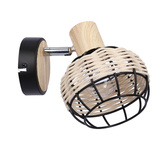 Tajga lampa kinkiet czarny+drewniany 1x40w e14 klosz czarny+drewniany