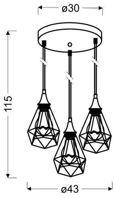 Hängende Deckenleuchte aus schwarzem Drahtblech 3x60W Graf Candellux 33-62918