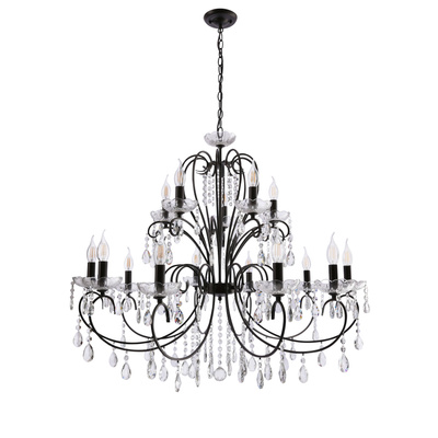 Lampa suspendata neagra cu cristale 5xE14 Aurora 35-73730