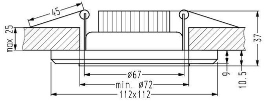 Plafonnier LED carré chrome/bleu SSP-22 2263892