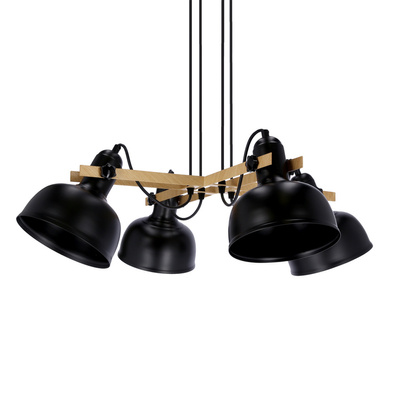 Schwarze verstellbare Pendelleuchte 4x40W E27 schwarzer Schirm Loft Reno 34-78155