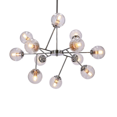 Plafoniera suspendata crom cu abajur de sticla 12x40W Best Candellux 30-64806