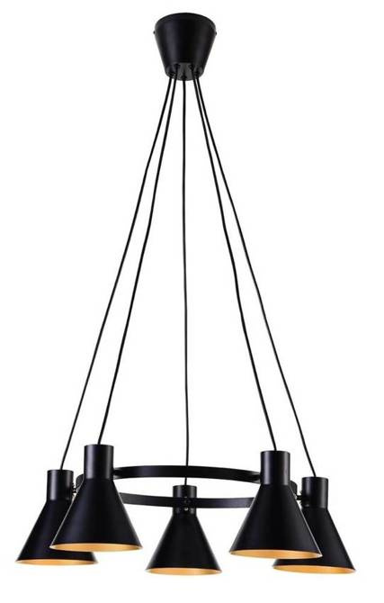 Lampe suspendue plafond noir et or mat 5x40W Plus Candellux 35-71163