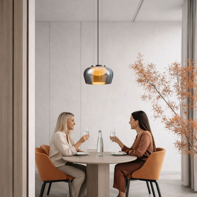 Pendant lamp Insieme 35 glass smoky shade over table for living room