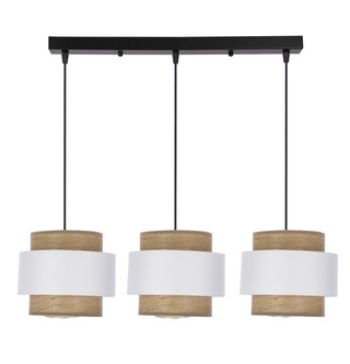 Lampa wisząca Forni potrójna z abażurami nad stół do jadalni tkaninowa