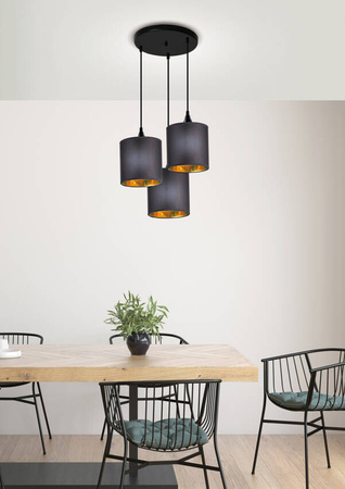 Hanging lamp black plate 3xE14 Long 33-73969