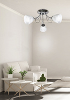 Chrome ceiling lamp 3x40W white shade with crystals Simpli Candellux 33-63847