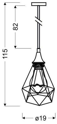 Black wire hanging ceiling lamp 1x60W Graf Candellux 31-62888