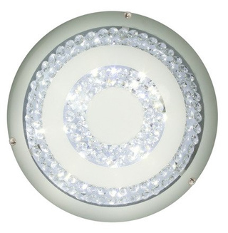 Round white glass ceiling lamp with LED crystals 16W Monza Candellux 14-75246