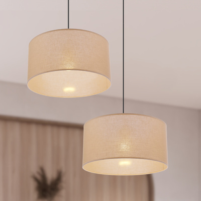 Lampa wisząca z abażurem Shanti beżowa do sypialni nowoczesna