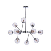 Plafonnier suspendu chrome avec abat-jour en verre 12x40W Best Candellux 30-64806