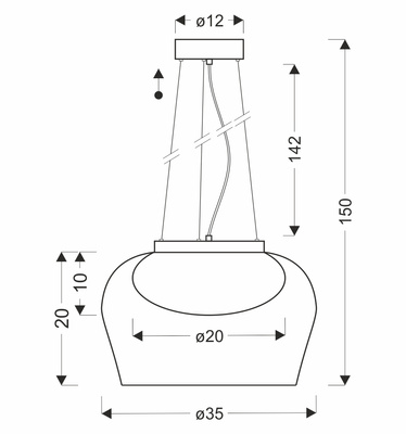 Suspension Insieme 35 en verre abat jour ambre pour table