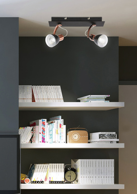 Applique murale bande 2X50W GU10 noir/cuivre MARKUS 92-37442-M