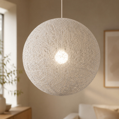 Suspension boule blanche faite d'une corde sur une corde 60W Caruba Candellux 31-26913