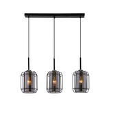 Jonera lampa wisząca czarny 3x40 E27 klosz dymiony 33-08435