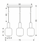 LINOX lampa wisząca talerz czarny 3x40 E27 klosz bursztynowy