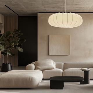 Hanging lamp CAFEE Scandinavian with cream latte shade 66cm modern ceiling lighting for living room and dining room E27