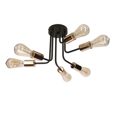 Plafoniera candelabru din oțel negru și auriu Spill Candellux 36-56542