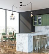 Hanging lamp black/patina with a wire shade Primo P 31-00279