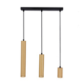 Hängelampe schwarz / Holzrahmen 3x25W Tubo 33-79114