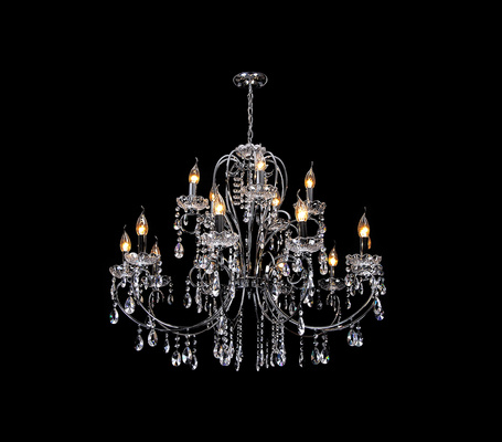 Lampa suspendata cromata cu candelabru din cristale 15x40W Aurora Candellux 30-97586