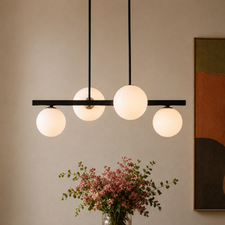 Hanging ceiling lamp black and white 4x28W Kama 34-01214