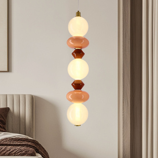 FLORES pendant lamp brass brown orange 20W LED 3000K white shade