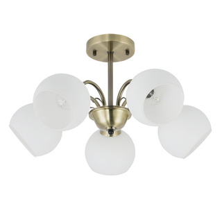 NESTOR Lampa wisząca patynowy 5x40W E27 klosz biały