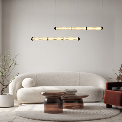 CORTE Hängelampe horizontal schwarz matt 25W LED 3000K klarer Schirm