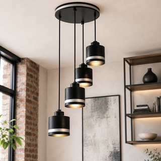Lampa wisząca Wama metalowa 4-punktowa nad stół czarna z chromem