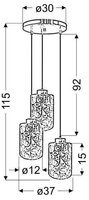 Hängelampe mit verchromten Glasschirmen 3D 3x40W Nocturno Candellux 33-57747