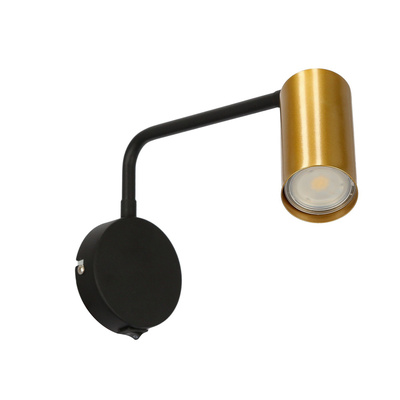 Wandleuchte schwarz und gold beweglicher Schalter 1xGU10 Tina 21-76816