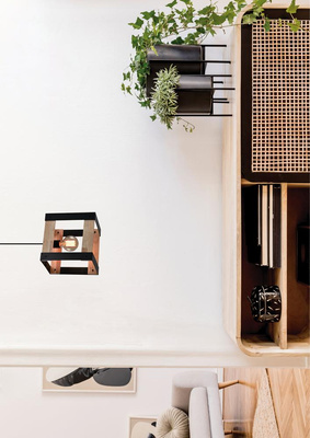 Hanging lamp black metal + wood 40W E27 Varna 31-78513
