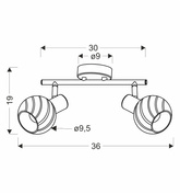 Lampa sufitowa Grano listwa ze szklanymi kloszami 2-punktowa do sypialni