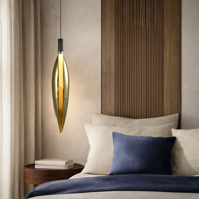 Suspension Nordic tube en verre or simple pour salon et chambre