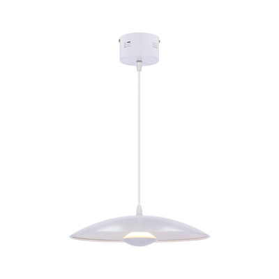 Lampa wisząca LUND 34 cm minimalistyczna – biały klosz talerz - skandynawska lampa nad stół LED