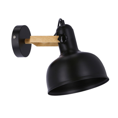 Wandleuchte schwarz / Holz verstellbare Lampe E27 40W Reno 21-76748