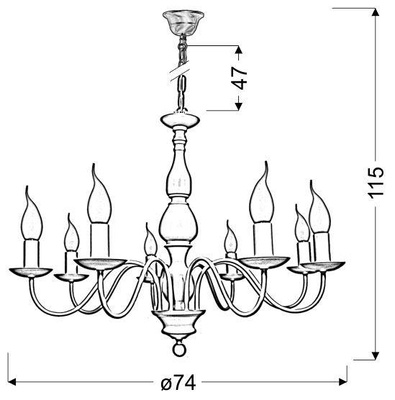 Hanging lamp cream 8xE14 Bellagio 38-96510