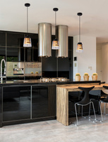 Hängelampe mit schwarzem und goldenem Glasschirm 60W E27 Fresno Candellux 31-78384