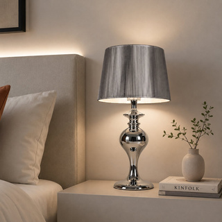 Bedside table lamp silver thread lampshade Gillenia Candellux 41-11954