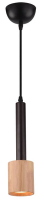 Plafonnier suspendu 1X50W GU10 café foncé + bois TANTAL 31-58782