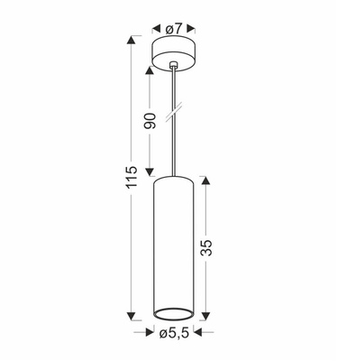 Lampa wisząca tuba Conti czarna metalowa 1xGU10