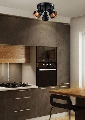 Plafoniera cu plafon negru abajur cupru 3xE14 40W Neria 98-83111