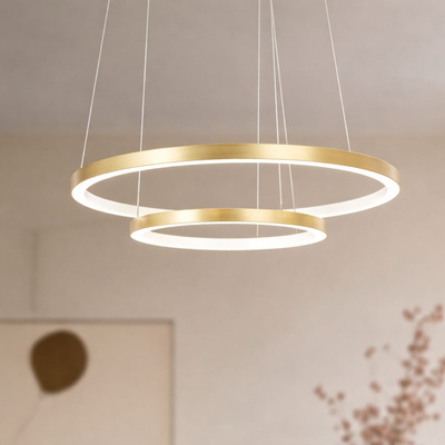 Lampa wisząca LED 40W 50cm podwójny ring złota Lune 32-76281