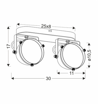 Plafoniera Crazy bandă neagră 2x15w gu10 abajur incolor