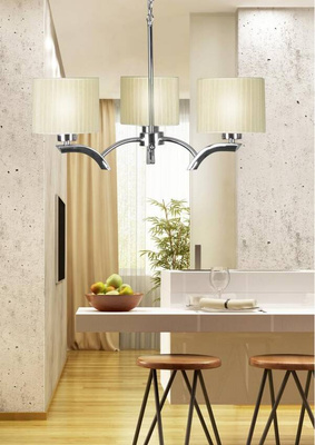 Suspensie crom + abajur crem 3x60W candelabru Draga Candellux 33-04208
