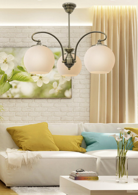 Hanging ceiling lamp 3X60W E27 patina copper ORBIT 33-69351