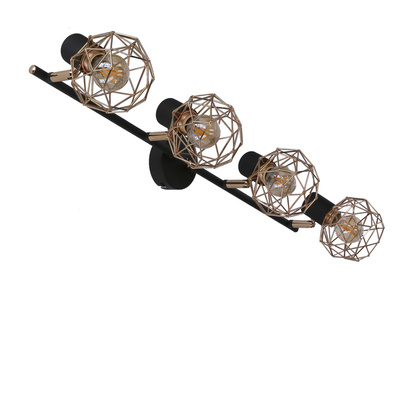Plafonnier applique bande abat-jour cuivre noir 4x40W E14 Acrobat 94-22226